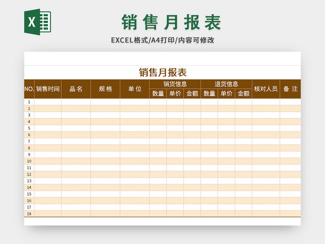 公司常用销售月报表EXCEL模板