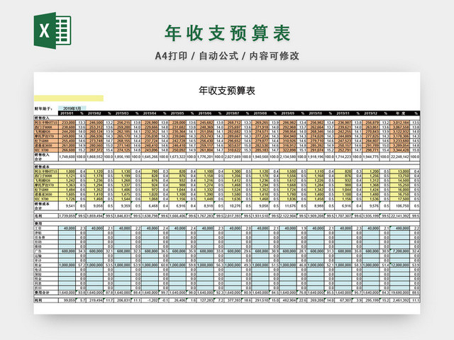 年收支预算表设计EXCEL模板