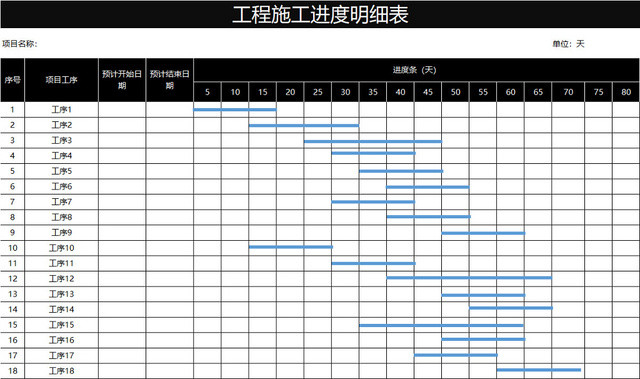 工程施工进度明细表