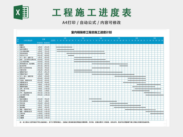 室内精装修工程总施工进度计划