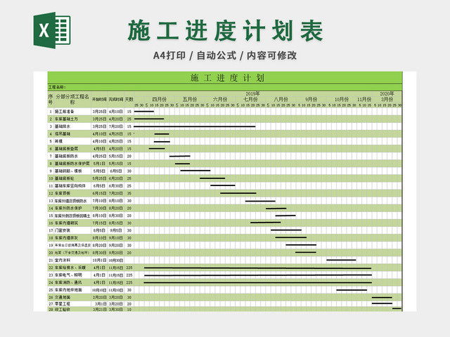 施工进度计划表