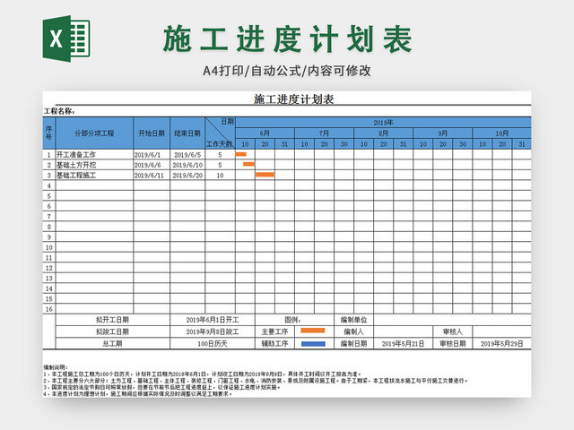 施工进度计划表