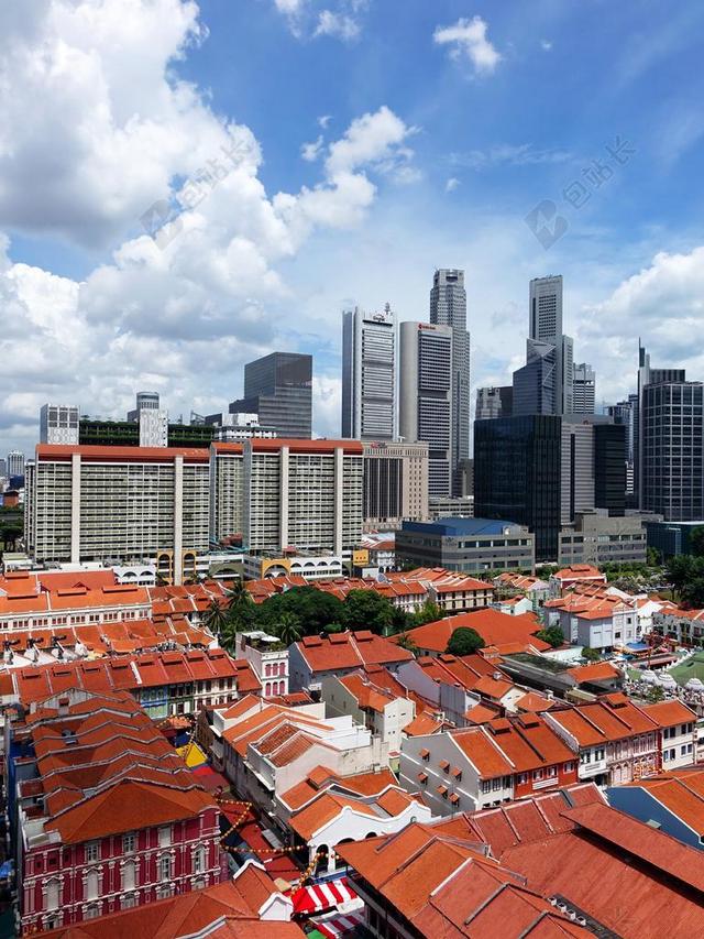 建筑现代密集的住宅区和高楼城市景观背景图片