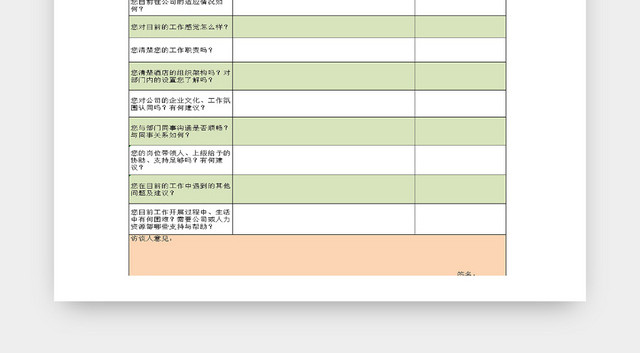 公司新员工面谈详细记录表