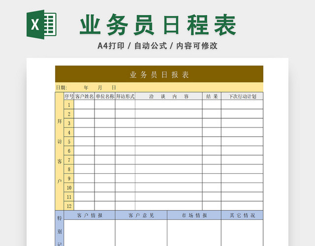 业务员销售详情记录表