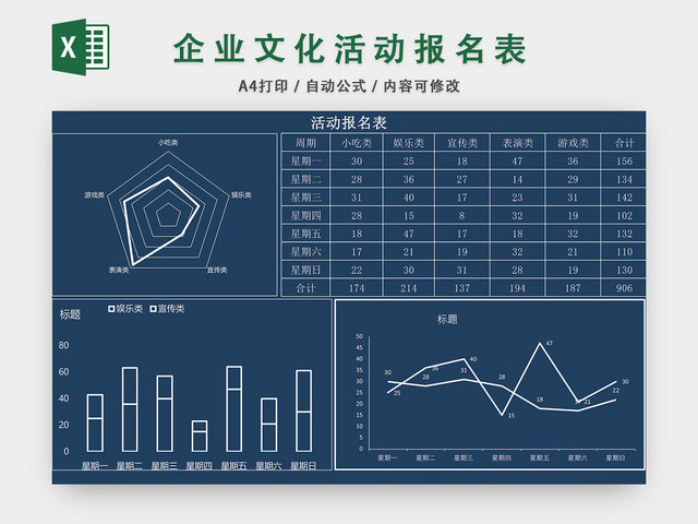 企业文体活动报名表格EXCEL模板