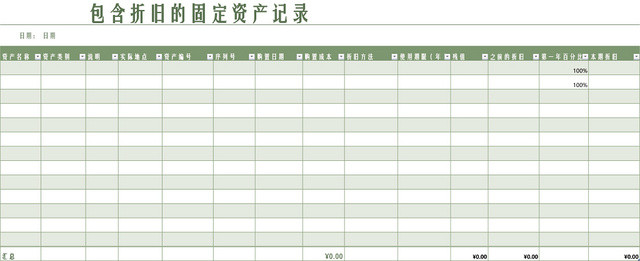 固定资产记录表格excel模板 包站长