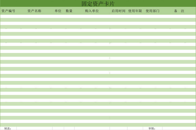 固定资产卡片表格EXCEL模板