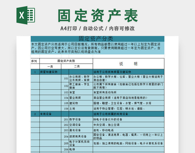 固定资产表