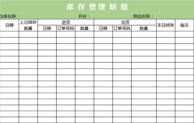 库存管理明细表