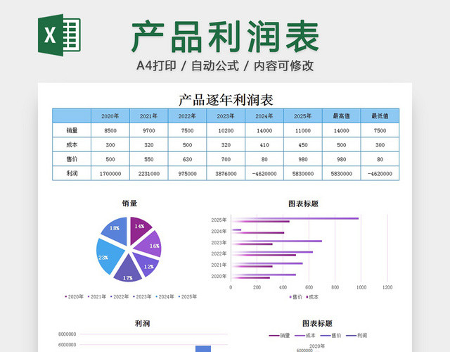 产品逐年利润表