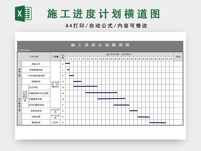 顶管施工进度计划横道图