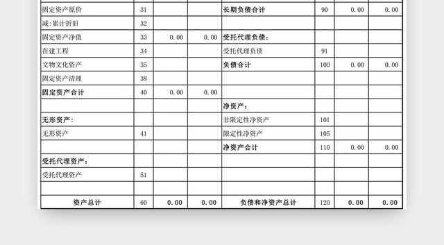 民间非营利组织会计报表EXCEL模板