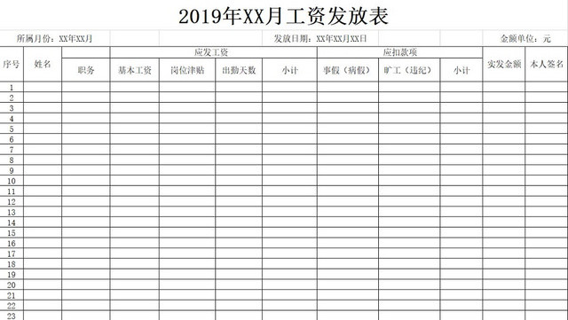 员工工资调整记录表工资表
