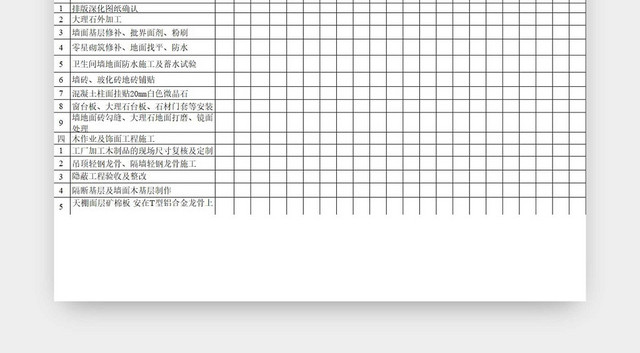 简约装修工程施工计划表进度表