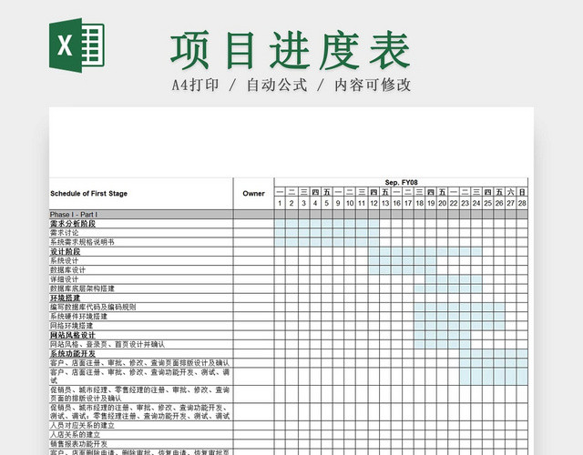 软件项目进度管理表计划表