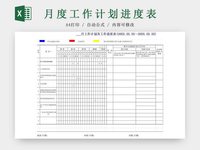 月工作计划总结表工作目标