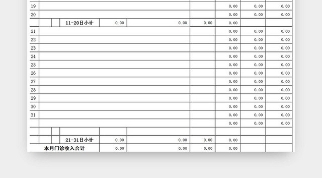 医院门诊报表财务报表财务流水