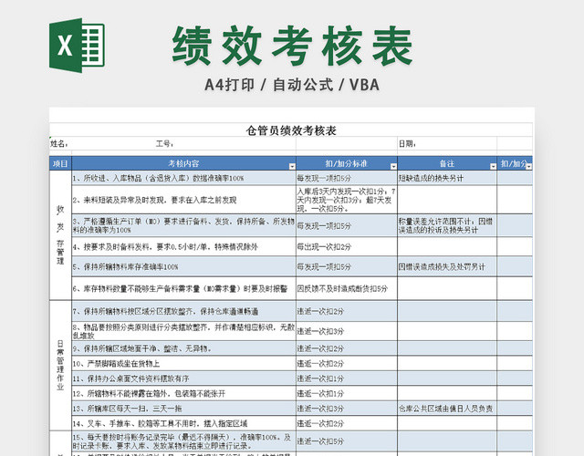 员工绩效考核表