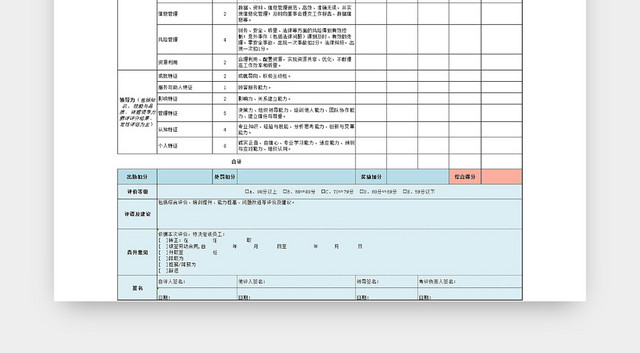 绩效考核表