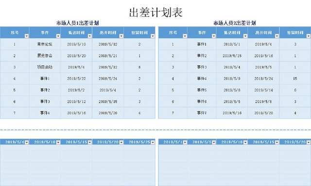 出差计划表