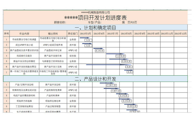 项目开发计划进度表