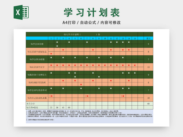 学习要点计划安排表