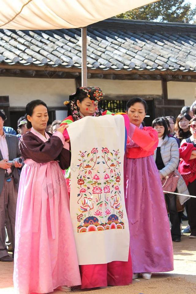 韩国传统婚礼 新娘 婚姻 仪式 婚礼 文化 女子 结婚 女性