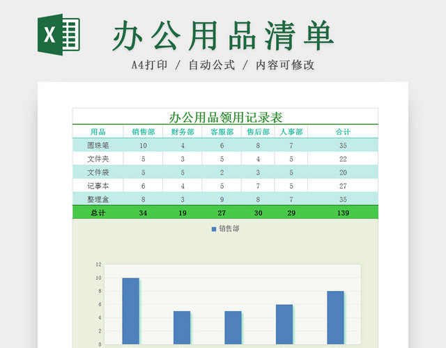 公司办公用品领用记录EXCEL表