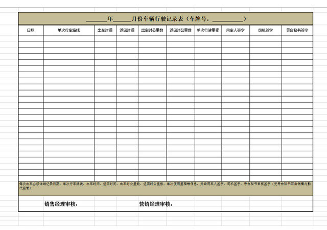 车辆行驶记录表