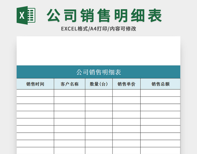 常用公司销售明细表EXCEL模板