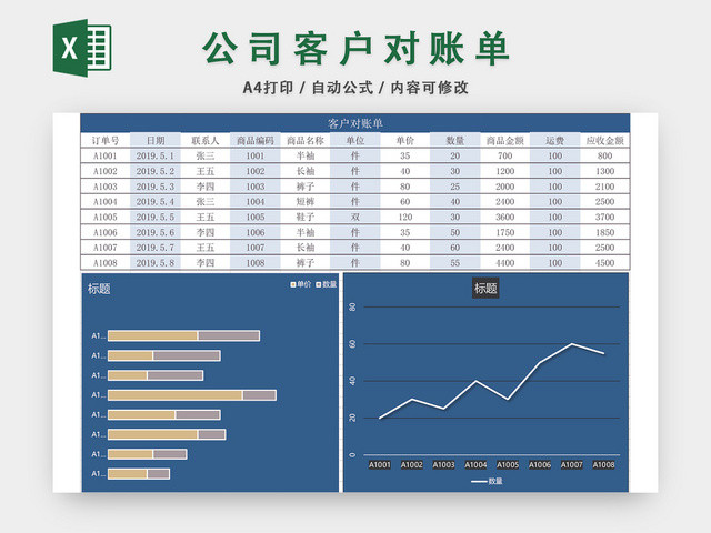 公司客户对账单表格EXCEL模板