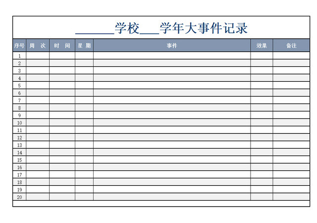 事件记录表