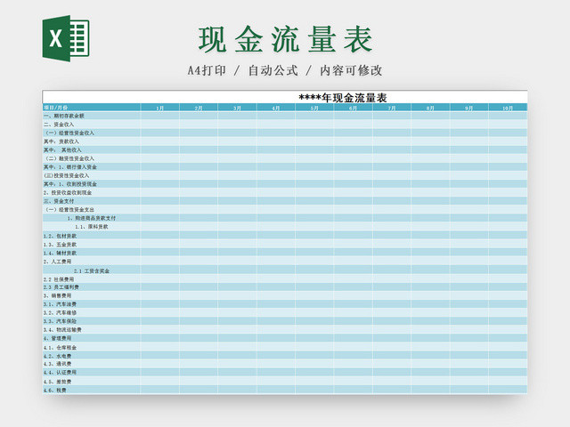 蓝色公司年度项目现金流量EXCEL表