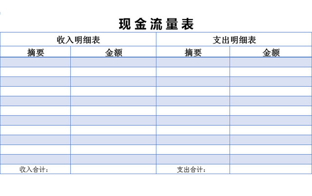 公司项目现金流量收支明细EXCEL表