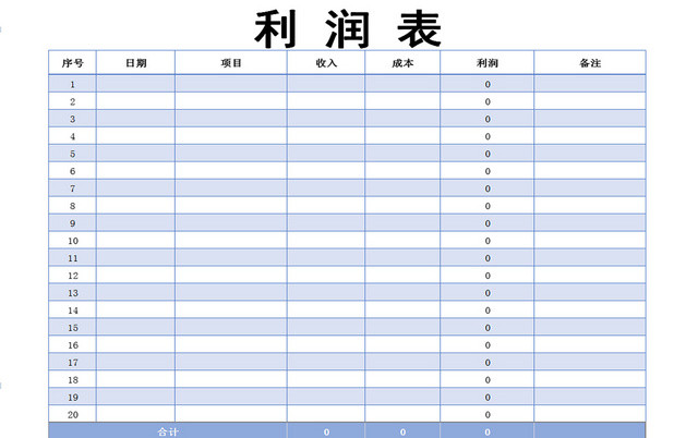 财务会计公司项目利润收入EXCEL表