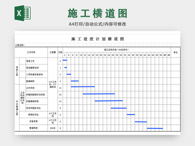 顶管施工横道图