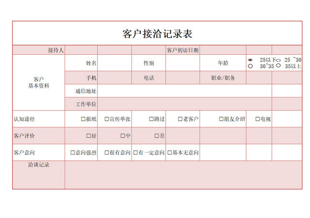 客户接洽记录表