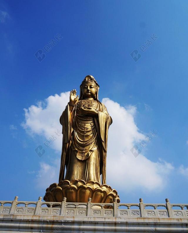 广告时尚观音石像背景图片