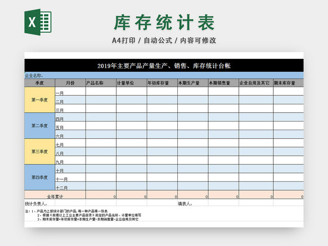 库存统计表库存管理表