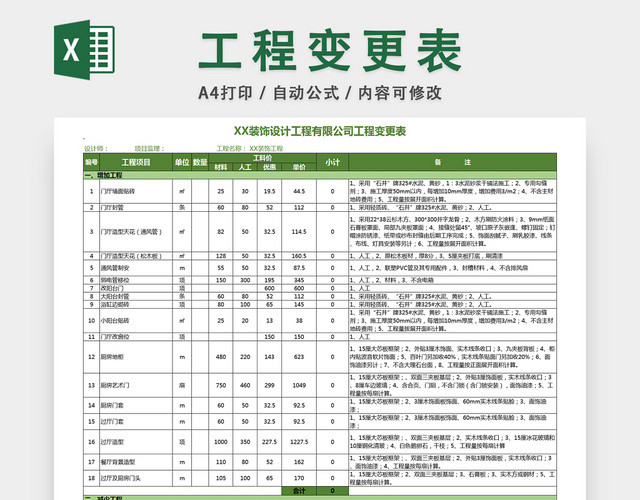 工程变更表工程进度计划表