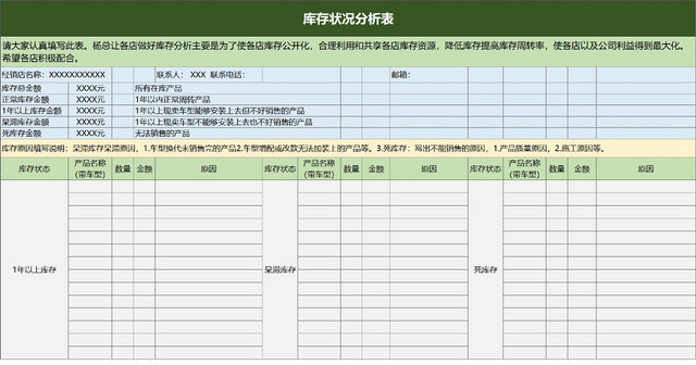库存记录详情统计表