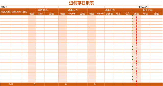 仓库管理进销存日报表