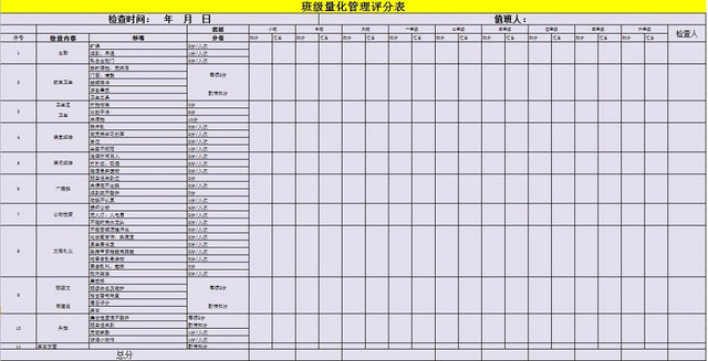 班级量化评分表