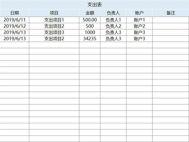 简约公司财务记账统计表资金明细支出表