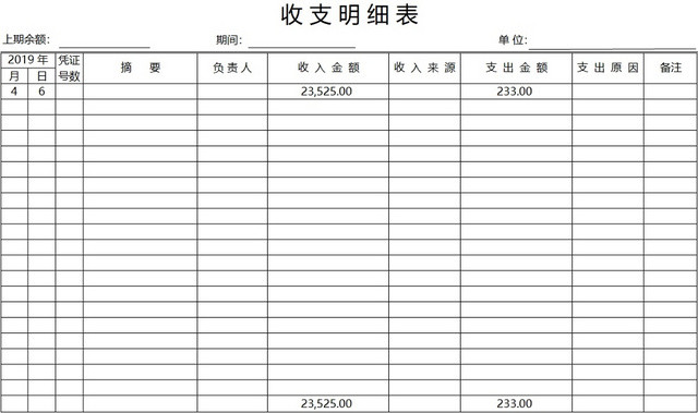 简约公司财务记账统计表资金明细支出表