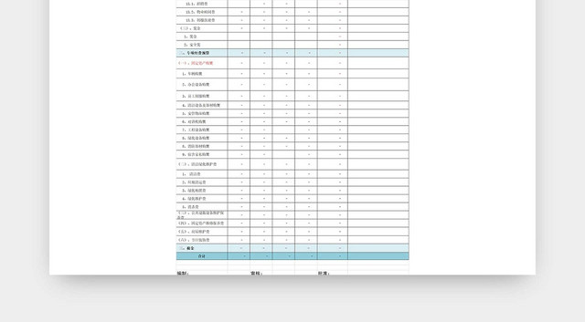 彩色简约公司财务预算表项目预算表