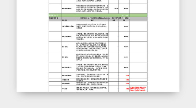 网站报价单