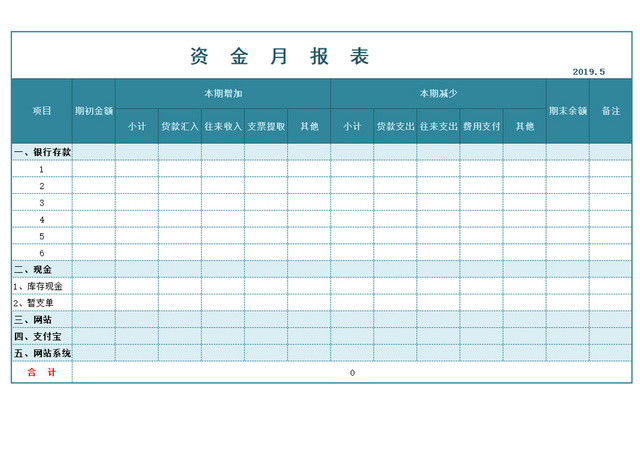 资金月报表