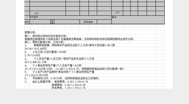项目整体目标成本分析
